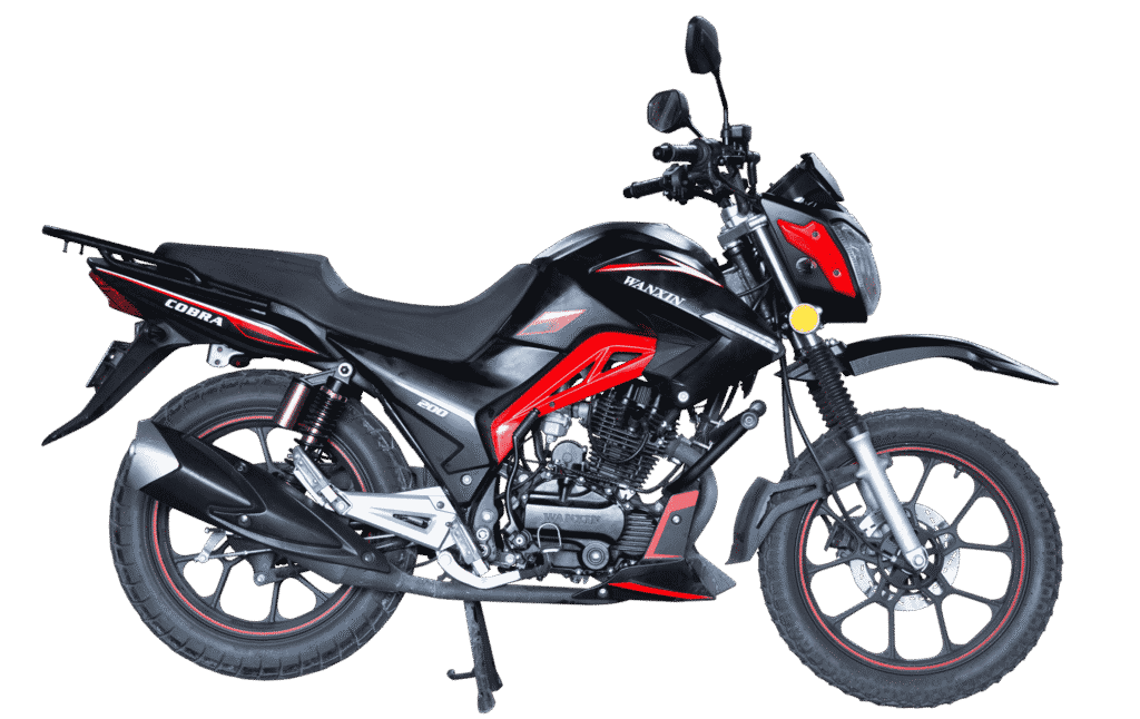 Moto Wanxin Cobra 200 color rojo vista lateral