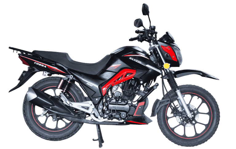 Moto Wanxin Cobra 200 color rojo vista lateral