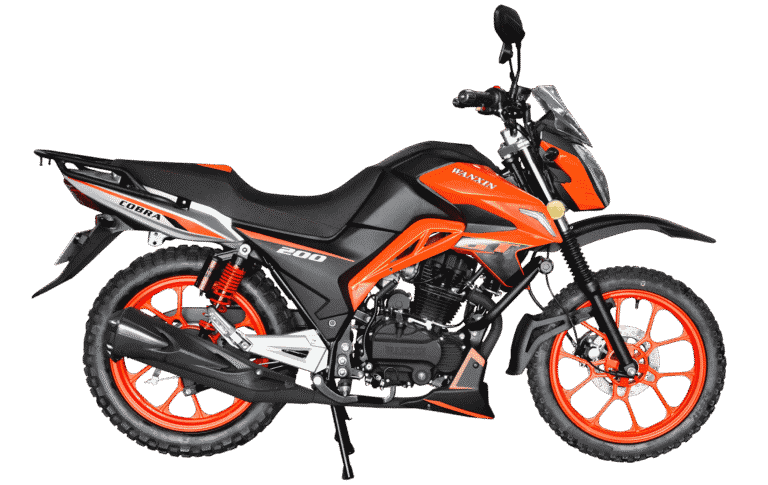 Moto Wanxin Cobra 200 GT color naranja vista lateral