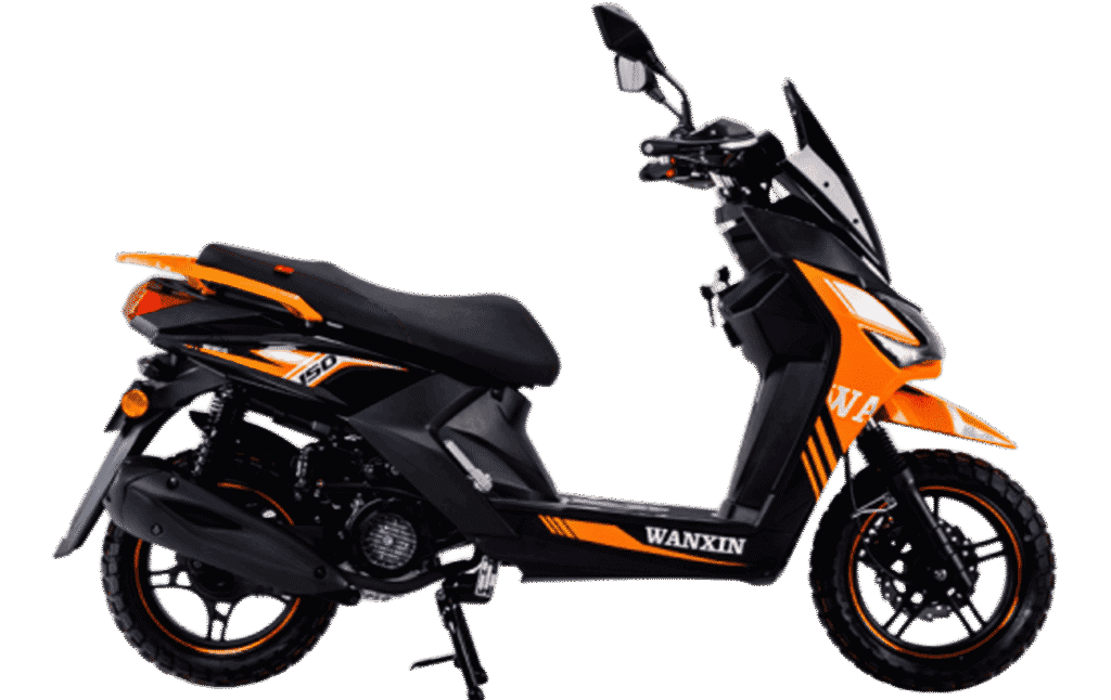 Scooter automática WANXIN WX 150T-12 color negro y naranja 150cc