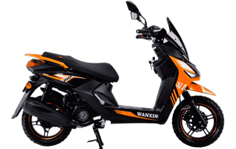 Scooter automática WANXIN WX 150T-12 color negro y naranja 150cc