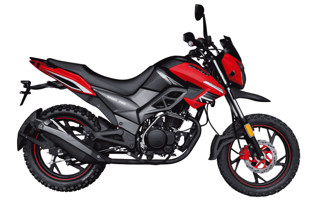 Moto Wanxin Rebel 200 color rojo vista lateral en Perú