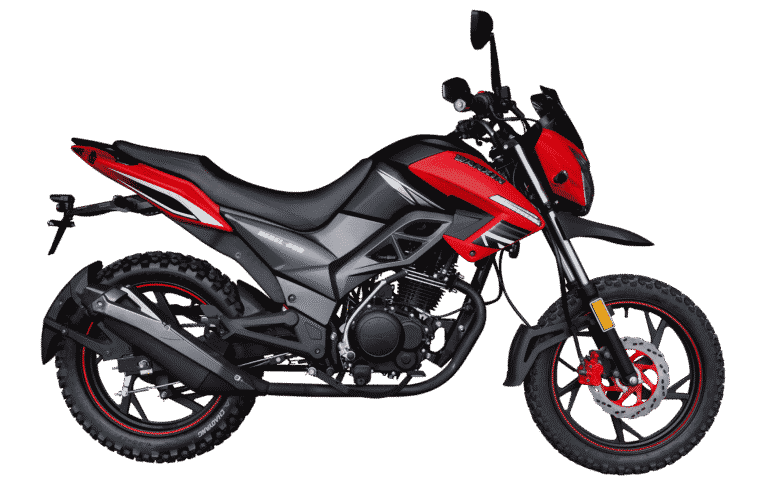 Moto Wanxin Rebel 200 color rojo vista lateral en Perú