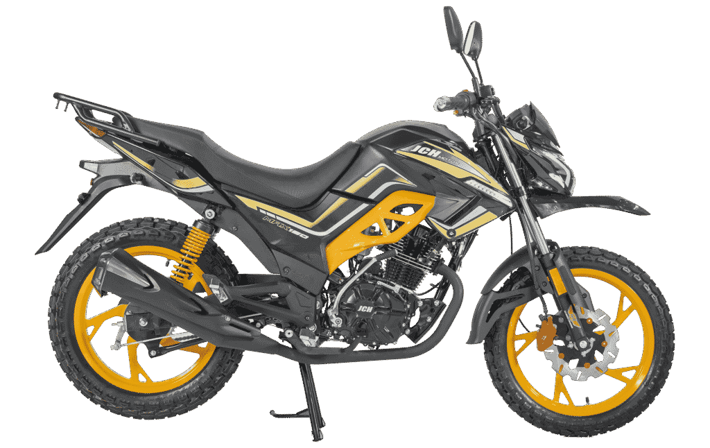 Moto JCH MAX 150 color negro y naranja