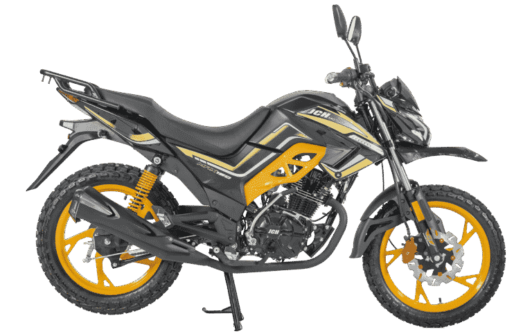 Moto JCH MAX 150 color negro y naranja