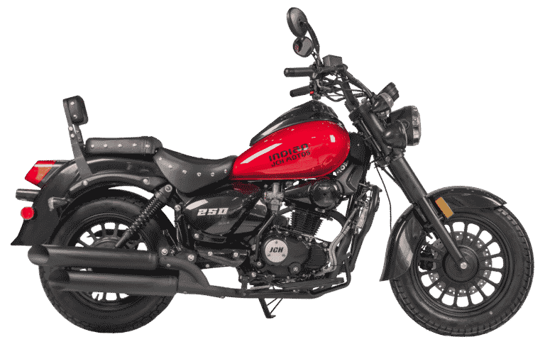 Moto JCH Indian 250 color rojo con diseño clásico