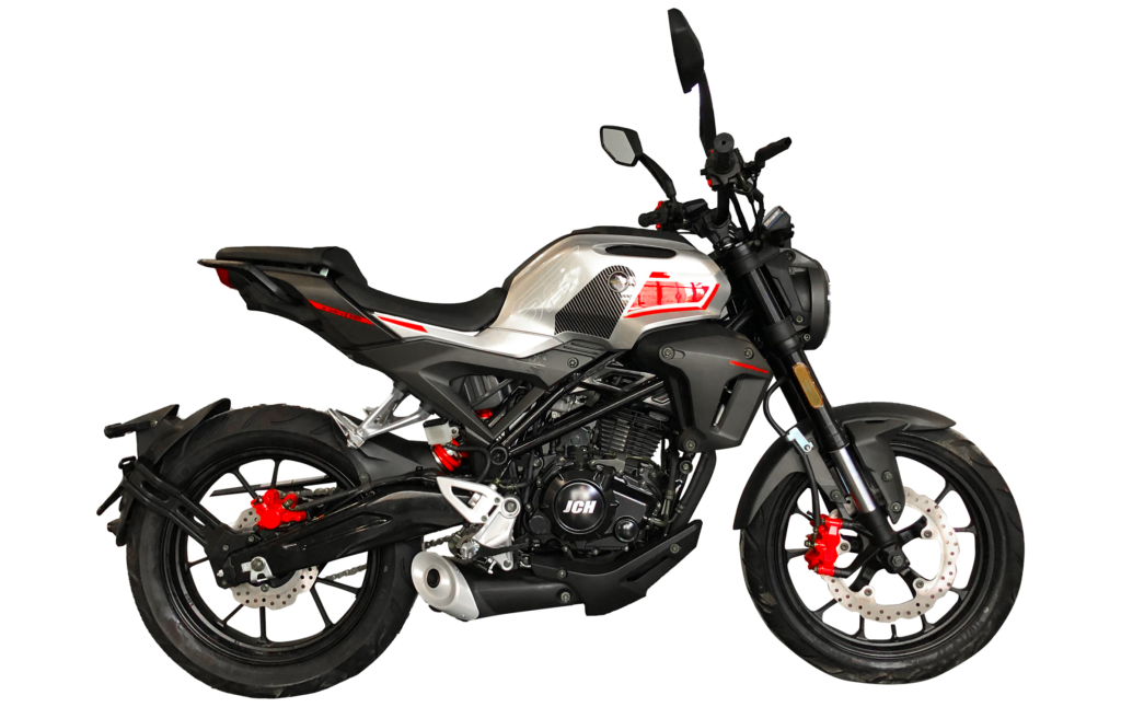 Moto JCH X-Drive 250 color blanco rojo vista lateral
