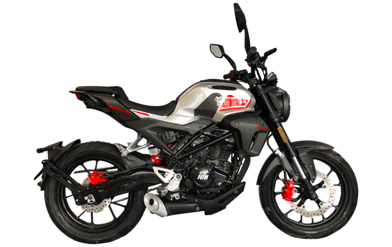Moto JCH X-Drive 250 color blanco rojo vista lateral