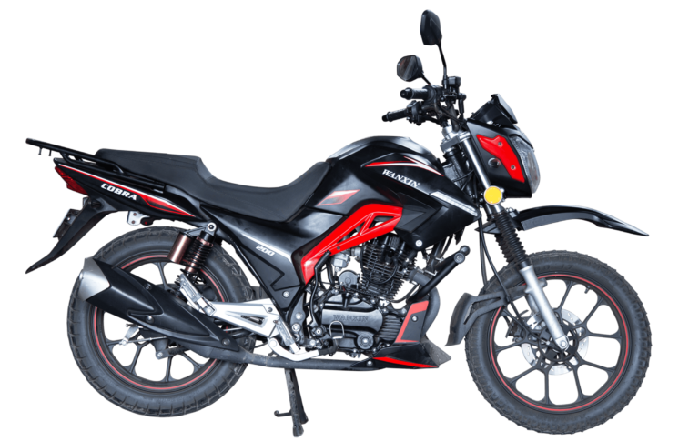 Moto Wanxin Cobra 200 color rojo vista lateral