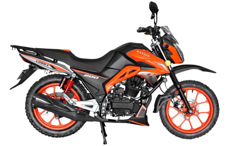 Moto Wanxin Cobra 200 GT color naranja vista lateral